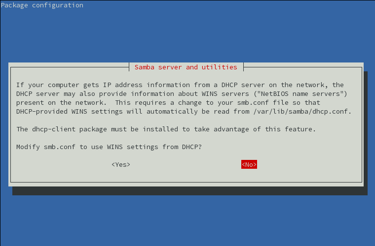 Samba Setup Image decline DHCP